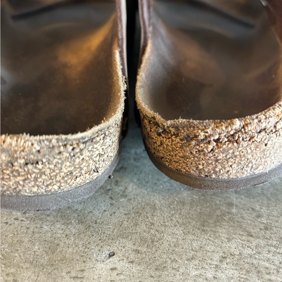 Birkenstock Arizona Birko Flor Dark Brown Size 10 Women’s Double Strap Leather - Picture 9 of 12
